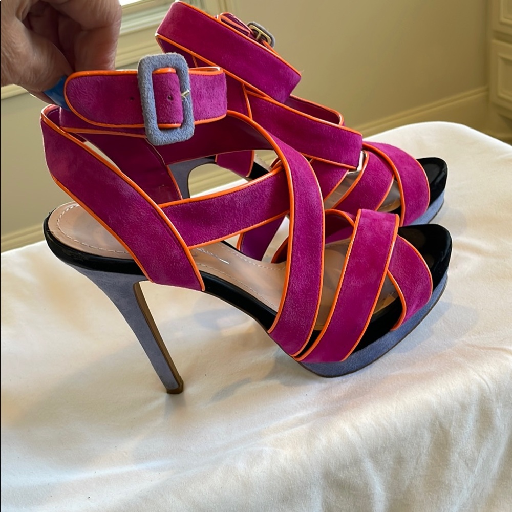 Stylish Pink and Orange Strappy  Platform Heels